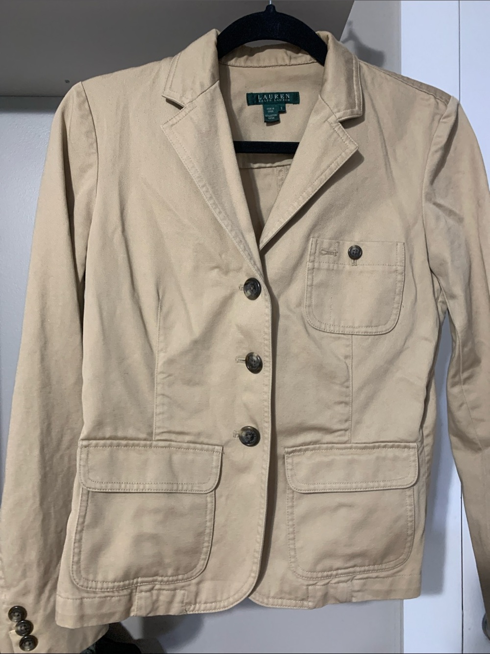 Lauren Ralph Lauren Khaki Cotton Blazer Jacket
